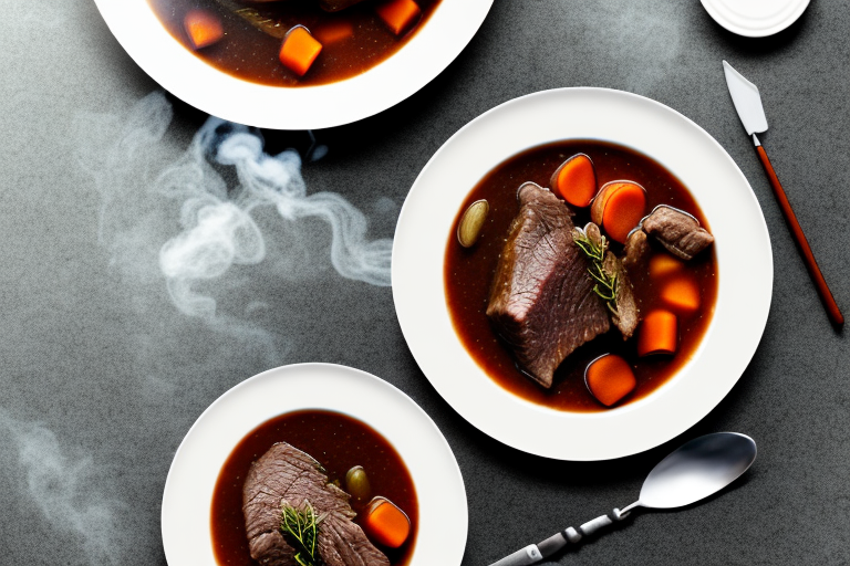 A bowl of steaming beef stew