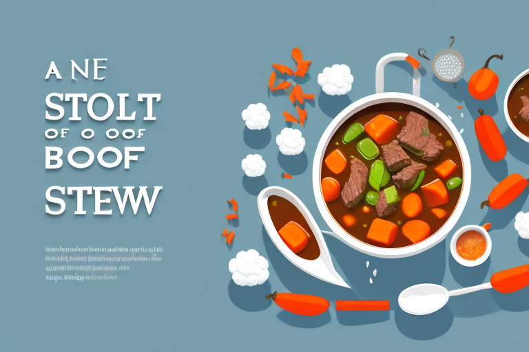 A pot of beef stew with ingredients