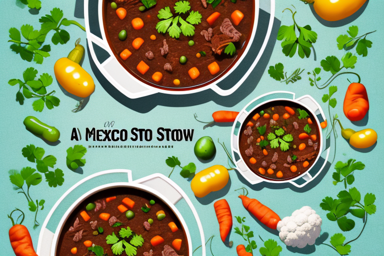 A pot of mexican beef stew with vegetables