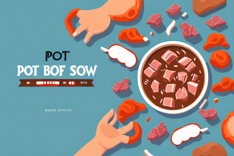A pot of beef stew with soft