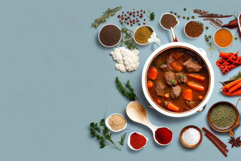 A pot of beef stew with middle eastern spices