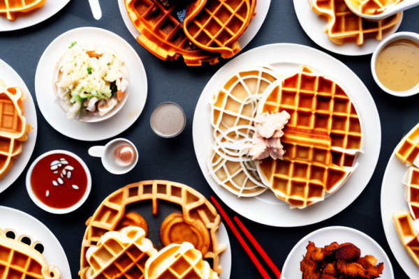 What are some common side dishes served with chicken and waffles?