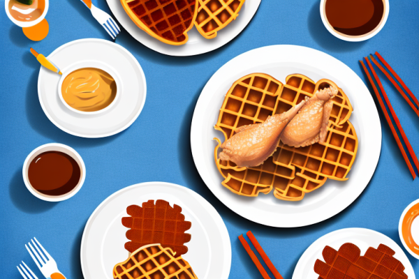 What are some creative twists on the classic chicken and waffles dish?