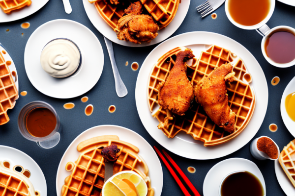 What are some common cooking techniques for the chicken in chicken and waffles?