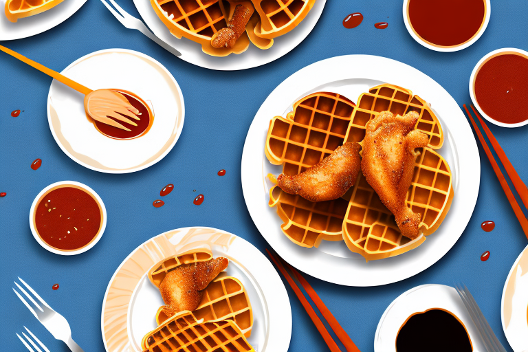 A plate of chicken and waffles with a unique marinade