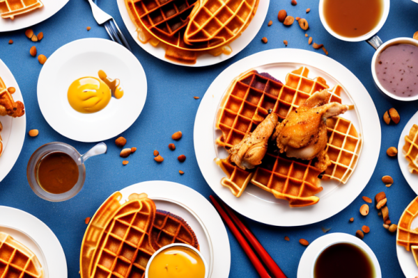 What are some common cooking methods for the waffles in chicken and waffles?