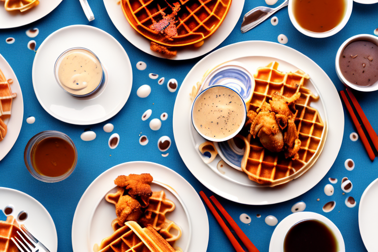 A plate of chicken and waffles with a unique twist