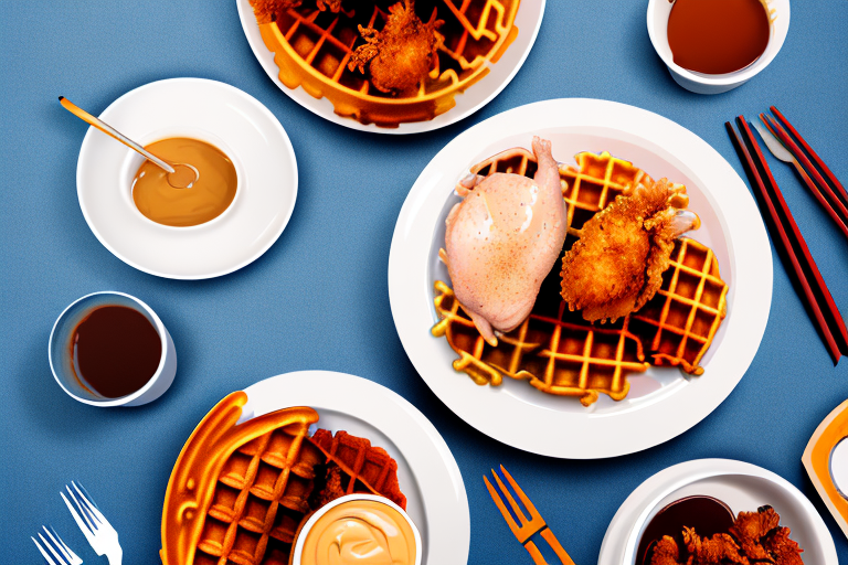 A plate of chicken and waffles with a crispy exterior