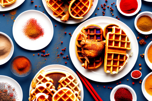 What are some unique ways to incorporate spices into the chicken in chicken and waffles?