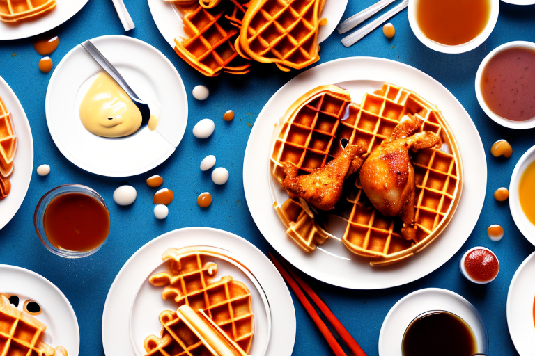 A plate of chicken and waffles with a unique marinating technique