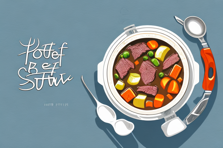 A pot of beef stew with various cuts of beef in it