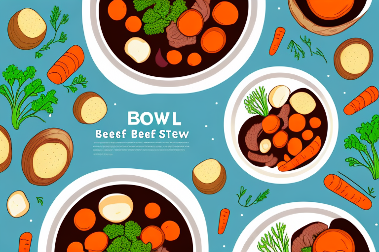 A bowl of beef stew with carrots