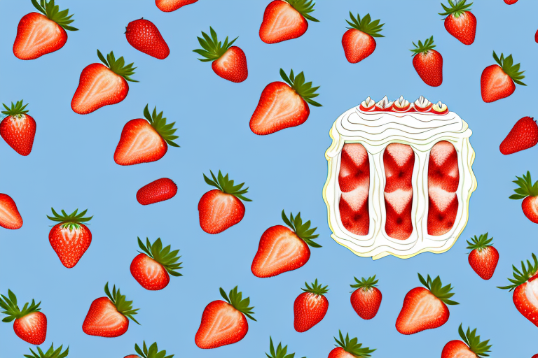 A strawberry charlotte cake with fresh strawberries and cream