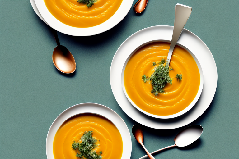 A bowl of steaming butternut squash soup