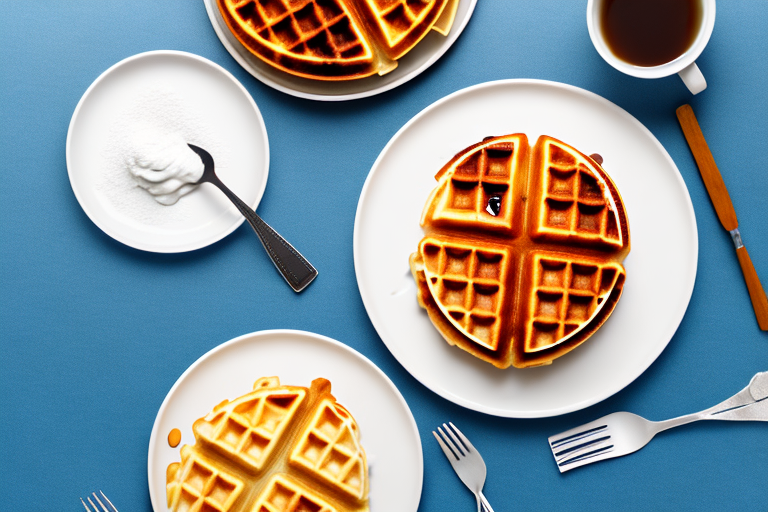 A plate of freshly-made waffles with a topping of your choice