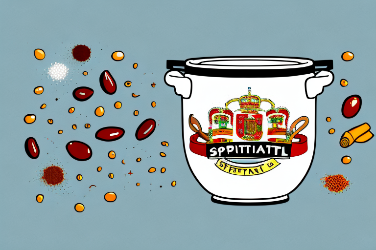 A pot of spanish marmite with ingredients and spices