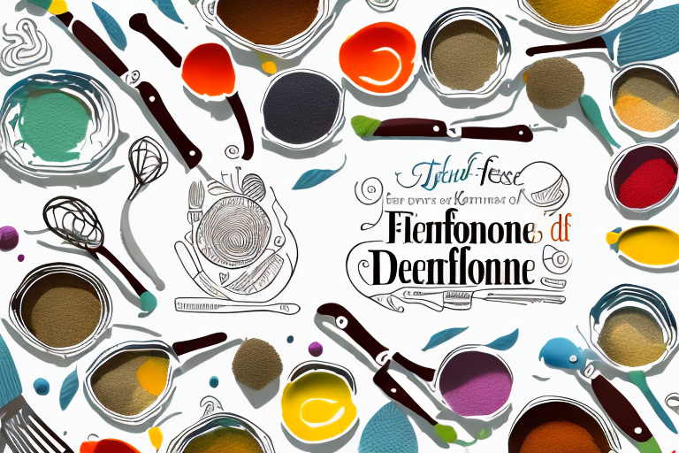 A variety of colorful ingredients and kitchen utensils to represent the best recipes from the journal des femmes