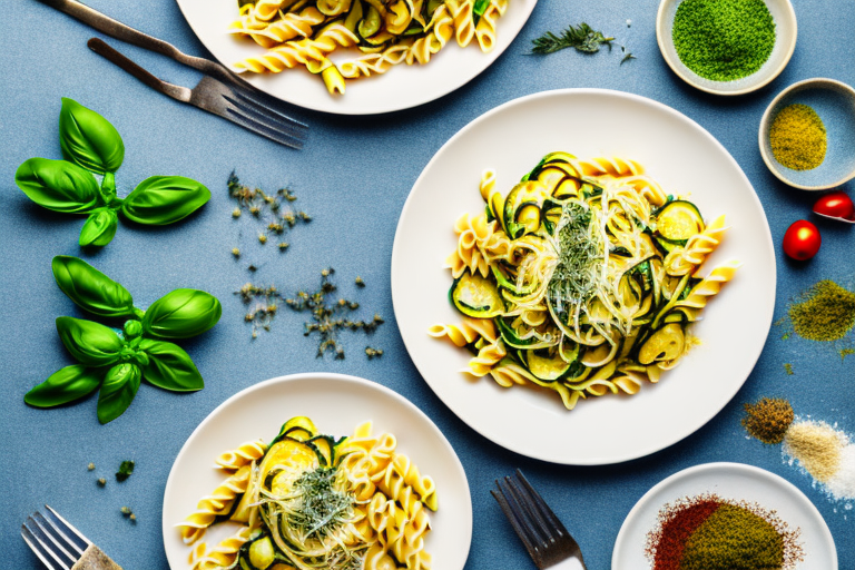 A plate of italian pasta with courgettes