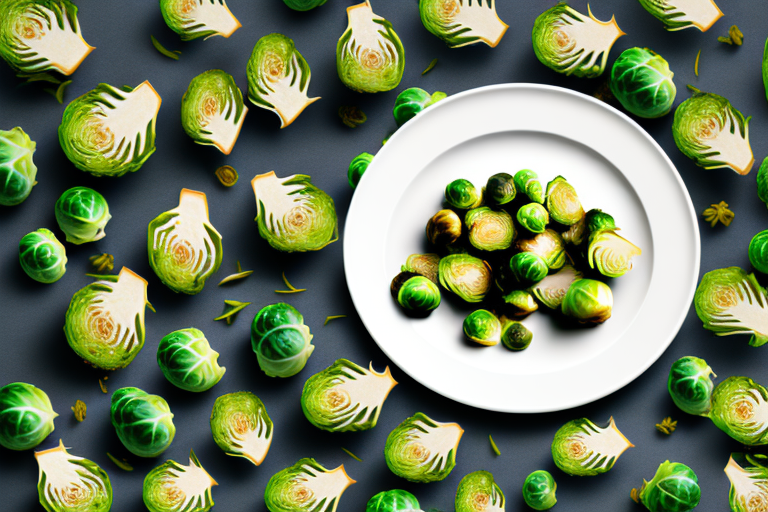 A plate of cooked brussels sprouts with herbs and spices