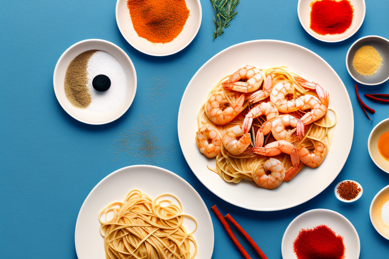 A plate of shrimp pasta