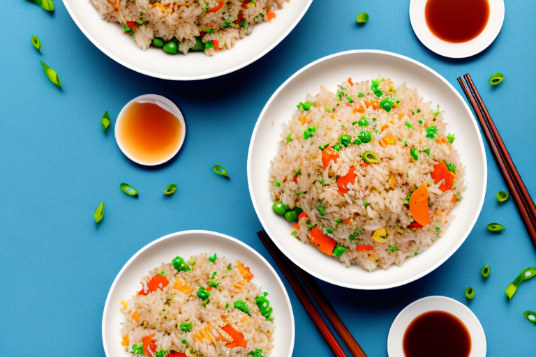 A bowl of perfectly cooked fried rice with vegetables