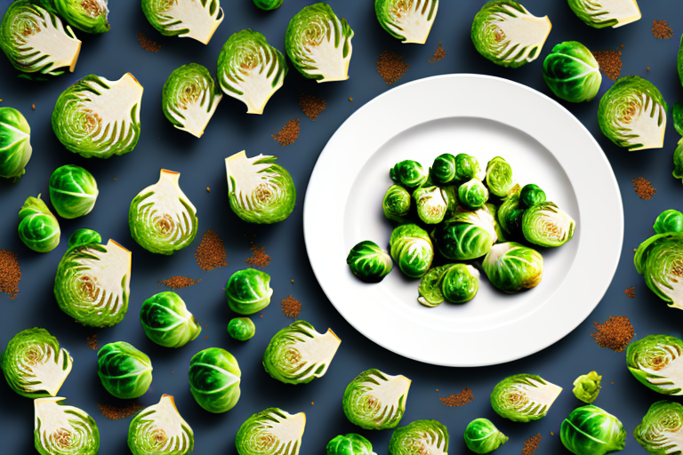 A plate of cooked brussels sprouts with a sprinkle of herbs and spices