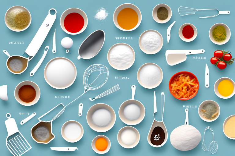 A variety of ingredients and kitchen utensils to create a meal for elderly people