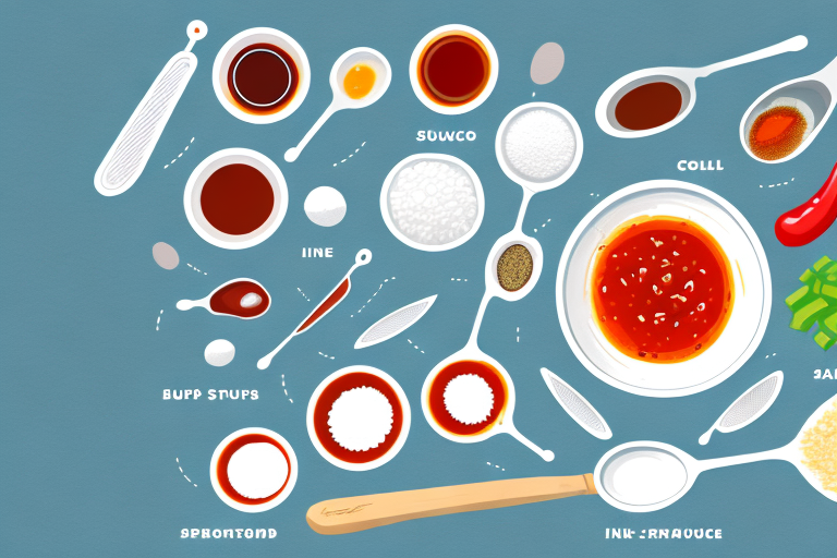 A bowl of sauce graine with ingredients and utensils