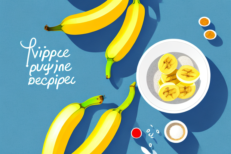 A ripe banana with a bowl of ingredients ready to be used to prepare a delicious recipe