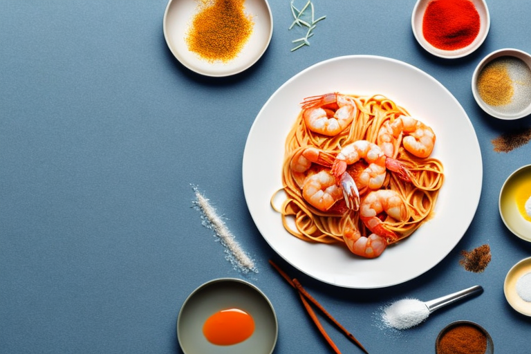 A plate of prawn pasta